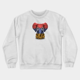 Baby Elephant with Glasses and Armenian Flag Crewneck Sweatshirt